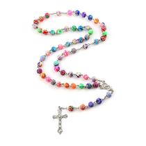 Colar YEYULIN Polymer Clay Bead Rosary 92cm para mulheres