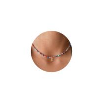 Colar Yoosteel Beaded Initial E para meninas de 6 anos ou mais com caixa Colar Yoosteel Beaded Initial E para meninas de 6 anos ou mais com caixa