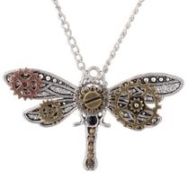 Colar Zed ShadowW Steampunk Dragonfly com corrente de 63 cm Colar Zed ShadowW Steampunk Dragonfly com corrente de 63 cm