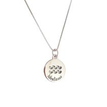 Colar Zodiac Aquário Banhado Platina Pedra ul - 16mm Colar Zodiac Aquário Banhado Platina Pedra ul - 16mm