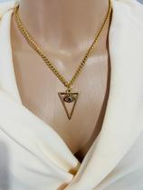 Colares alongados modelo olho grego strass folheado a ouro