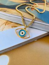 Colares Banhado a Ouro colares Místicos Olho Grego Azul
