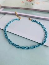 Colares banhado correntes coloridas azul e rosa Candy Colors