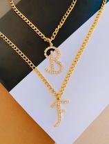 Colares banhados a Ouro colar com Inicial de Strass Colares banhados a Ouro colar com Inicial de Strass