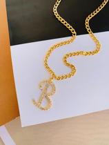Colares banhados a Ouro colar com Inicial de Strass Colares banhados a Ouro colar com Inicial de Strass