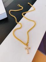 Colares banhados colar religioso pingente de cruz Zircônia