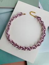 Colares banhados corrente rose rosa tendência Candy Colors