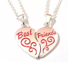 Colares Best Friends Amigas Folheado A Prata - 2 Pçs