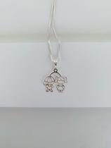 Colares casal filhos vazado semi joia prata 925 e ouro 18k