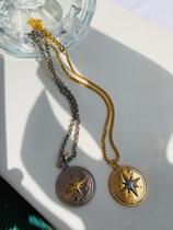Colares Chocker bússola a Ouro e Prata Verniz Italiano Semi Joia Colares Chocker bússola a Ouro e Prata Verniz Italiano Semi Joia