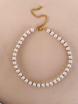 Colares chocker colar de pérolas com detalhes em miçangas a Ouro Colares chocker colar de pérolas com detalhes em miçangas a Ouro