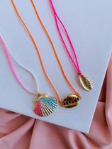 Colares chocker Concha colorida e Búzios folheada a ouro tendência Verão