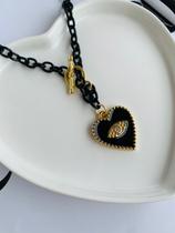 Colares chocker corrente preta Olho grego folheado a Ouro