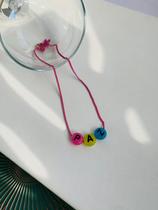 Colares chocker corrente rosa miçangas coloridas Paz ano novo