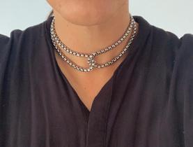 Colares Chocker duplo veneziana a Prata Maxi Verniz italiano Semi Joia