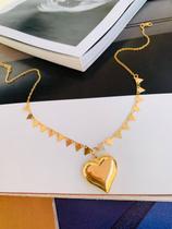 Colares chocker folheado a Ouro com pingente de coração