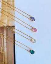 Colares Chocker folheado a ouro pingente gota Cristal de vidro