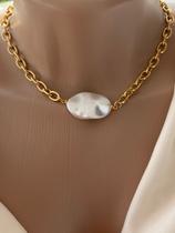 Colares chocker Madre Pérola folheado a ouro e rodio negro