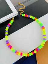 Colares chocker miçangas Neon folheado a Ouro Colares chocker miçangas Neon folheado a Ouro