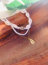 Colares chocker mix de colares com Búzios verdadeiros folheado a ouro Colares chocker mix de colares com Búzios verdadeiros folheado a ouro