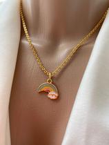 Colares chocker modelo arco-íris folheado a ouro e prata