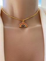 Colares chocker modelo arco-íris folheado a ouro e prata