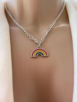 Colares chocker modelo arco-íris folheado a ouro e prata