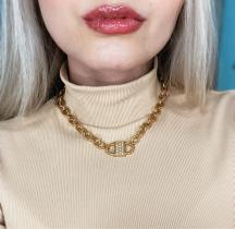 Colares chocker modelo de cadeado com strass verniz italiano Colares chocker modelo de cadeado com strass verniz italiano