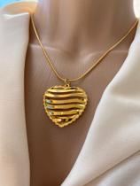 Colares chocker modelo de coração vazado folheado a ouro