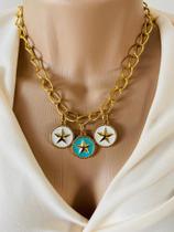 Colares chocker modelo de estrela tripla verniz italiano