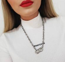 Colares chocker mosquetão fecho frontal folheado a Prata