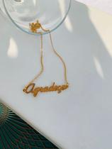 Colares chocker palavra escrita Agradeço Esperança Gratidão folheado a Ouro