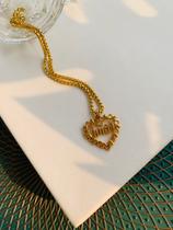 Colares chocker pingente Amor vazado cravejado folheado a Ouro Colares chocker pingente Amor vazado cravejado folheado a Ouro
