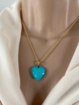 Colares chocker pingente de coração verniz italiano