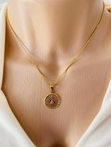 Colares chocker religioso Nossa Senhora folheado a ouro
