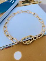 Colares Choker banhado a Ouro com Mosquetão tendência Maximalismo