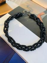 Colares choker banhados colar trançado Triplo preto veneziana Colares choker banhados colar trançado Triplo preto veneziana