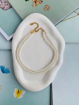 Colares choker colar de pérolas duplo banhado ouro e prata