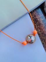 Colares choker fio de seda com miçangas laranja Ponto de Luz