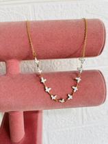 Colares Choker folheado a ouro e prata borboleta esmaltada Colares Choker folheado a ouro e prata borboleta esmaltada
