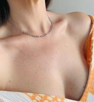 Colares Choker folheado a prata corrente de malha figáro Unissex Colares Choker folheado a prata corrente de malha figáro Unissex