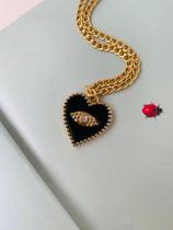 Colares choker místico Coração esmaltado olho grego a ouro