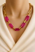 Colares choker modelo com elos rose folheado a ouro