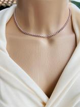 Colares choker modelo corrente rosê folheados