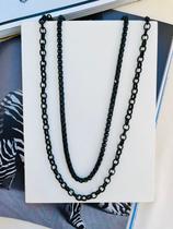 Colares choker modelo duplo com elos na cor preta tendencia