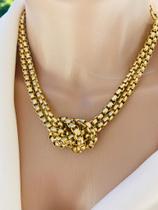 Colares choker modelo elo duplo folheados a ouro e prata