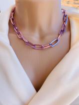 Colares choker modelo elos folheados tendência Barbie core Colares choker modelo elos folheados tendência Barbie core