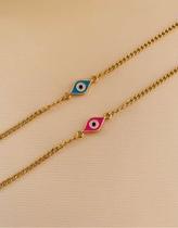 Colares choker modelo esmaltado olho grego verniz italiano