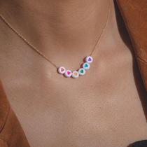 Colares chokers miçangas coração corrente folheado a Ouro Colares chokers miçangas coração corrente folheado a Ouro