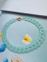 Colares de Acrílico Maxi Maximalismo Verde Agua Sereia com mosquetão boia Candy Colors tons pastéis